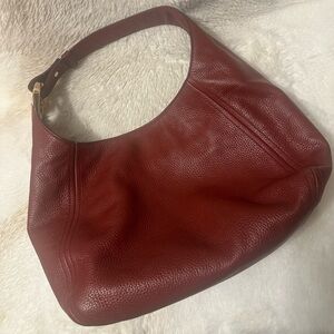 Michael Kors Fulton Large Shoulder Hobo Bag Pebbled Leather Rich Wine Red